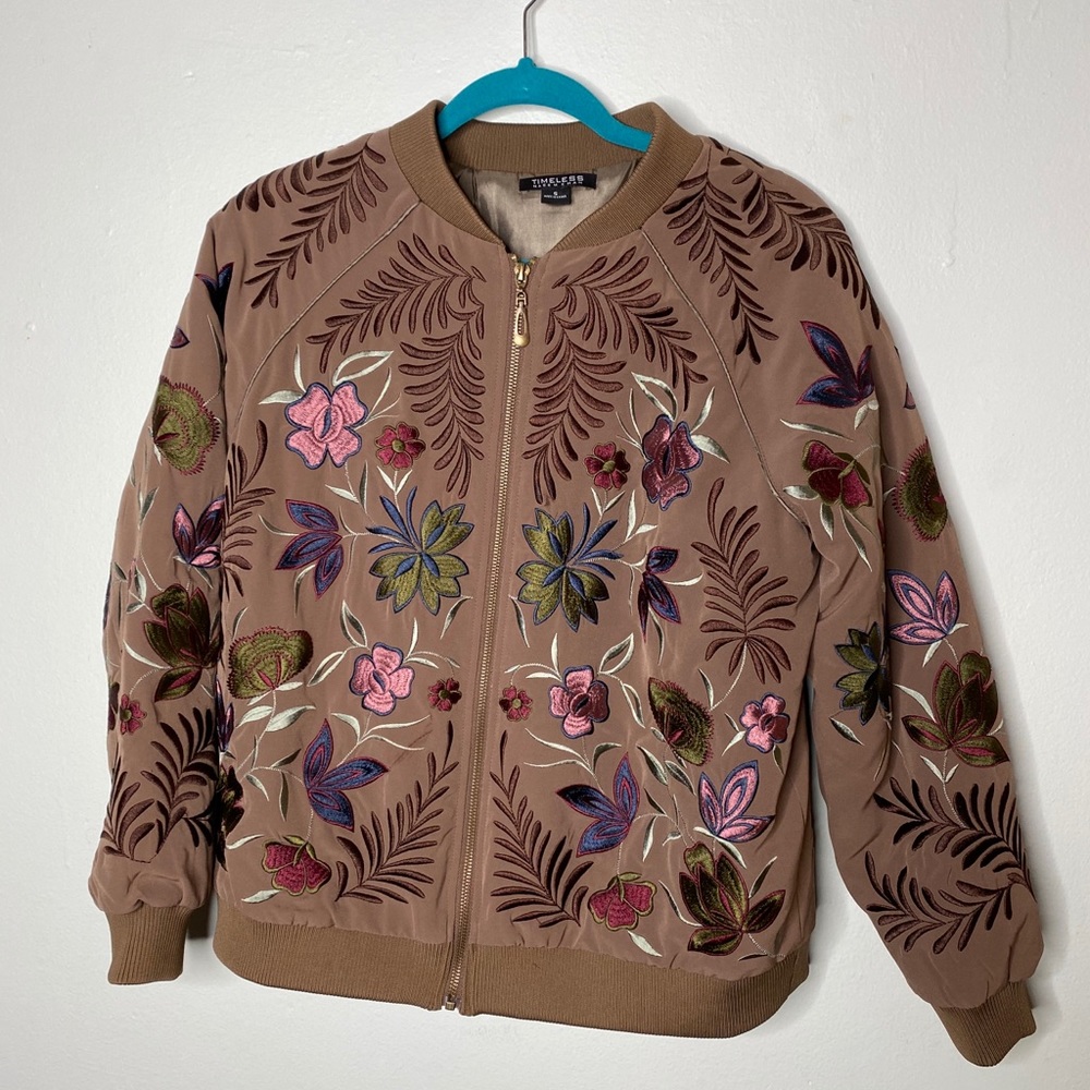 Timeless by Naeem Khan Brown Bomber Jacket